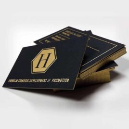 Κάρτες 900gr σε Samua μαύρο χαρτί με χρυσοτυπία ανάφλυφη 2 όψεων, χρυσό σόκορο κωδ. VIP-PRES-G
